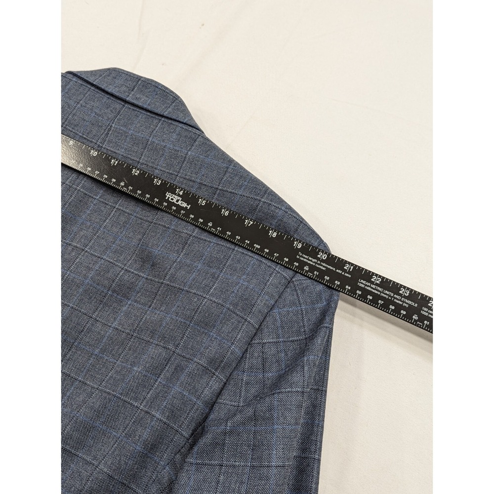 Ralph Lauren Blazer Sport Suit Jacket Coat Silk‎ Wool 44L Blue Gray Plaid Check - Picture 14 of 14